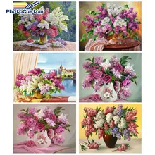 PhotoCustom Flowers Painting By Number Drawing On Canvas HandPainted Art Gift DIY On Canvas Home Decor