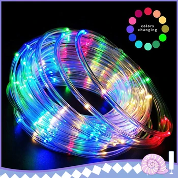 

10M 100LED RGB Tube Light Cute Bear Rechargeable Mobile Power Battery Box Christmas Light Rope String Fairy Lights 8 Modes Decor