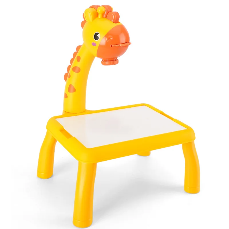 Trace and Draw Projector Toy Projector Painting Set Early Educational Learning Drawing Board Pink Yellow Giraffe Drawing Projector Table for Kids