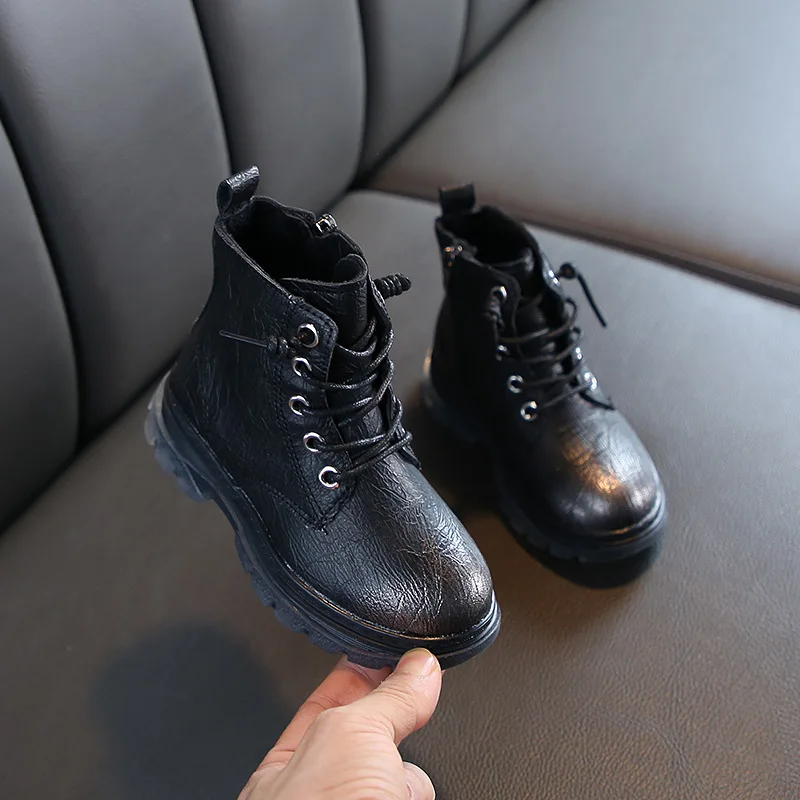 

Baby Martin Boots 2020 Autumn Winter Shoes For Girls British Style Genuine Leather Children Snow Boots Plush Warmth Kids Boots
