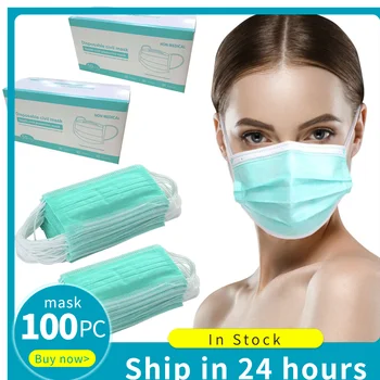 

Fast Shipping 100pc Adjustable Straps Facemask One time Masker 3Ply Mascarillas Desechables Fast Shipping Facial Masker 3Ply Box