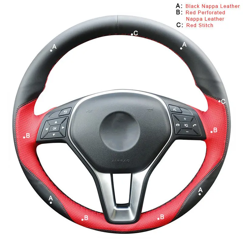 Top Layer Leather Авто оплетка на рулевое колесо для Mercedes Benz A-Class 2013- B-Class 2011- CLA-Class интерьерные Автомобильные Колесные чехлы - Название цвета: Top Layer Leather