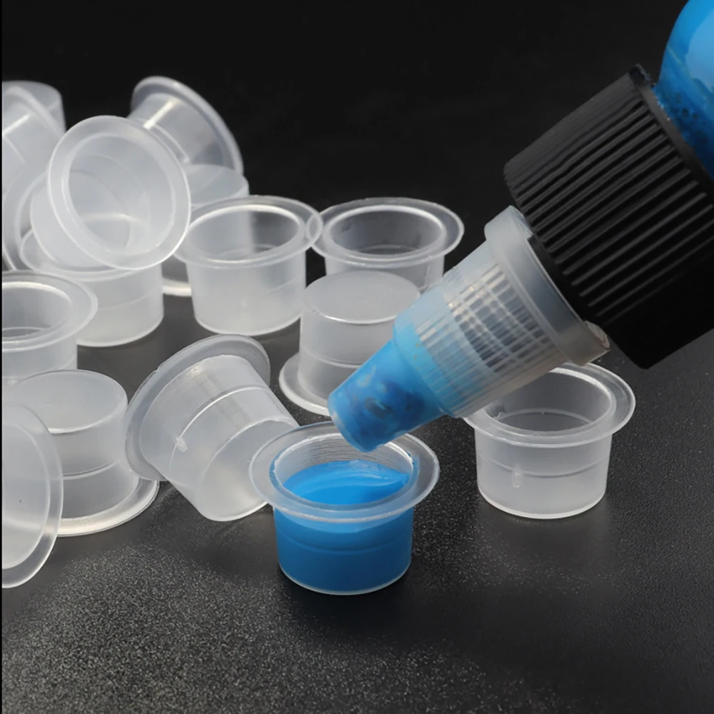 1000Pcs/Lot Plastic Disposable Tattoo Ink Cup Permanent Makeup Pigment Ink Holder Caps Cups Tattoo Pigment Accessories