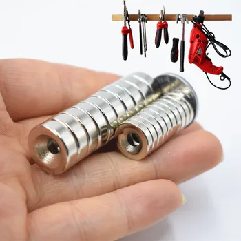 

5/10pcs Neodymium magnet D8-25mm hole 3-5mm Mini Rare Earth small Strong Round permanent fridge Electromagnet nickle magnetic