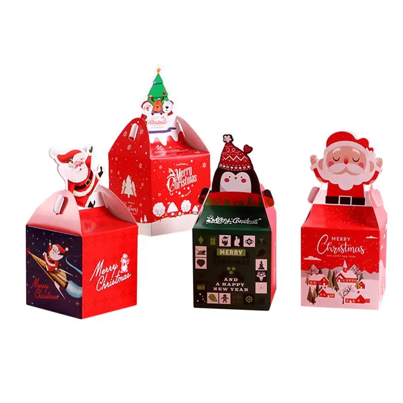 12 шт рождественские подарочные коробки с Hanlde декоративные бумажные держатели шоколада конфеты контейнеры подарочная упаковка коробки для упаковки Вечерние