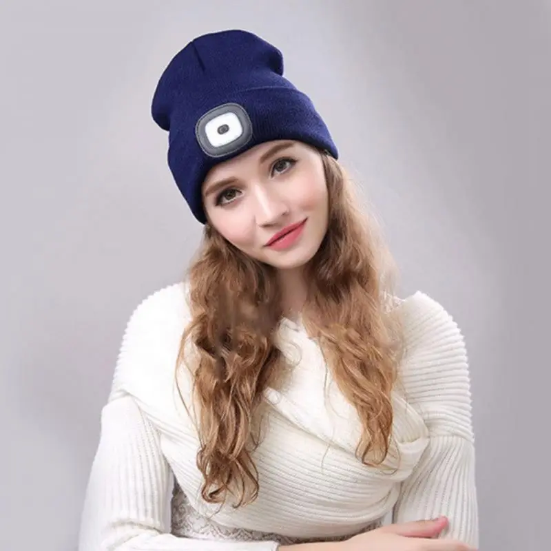 Открытый Рыбалка бег вязаная шапка с 4 Светодиодный свет батарея питание освещение монолитным скалолазание аксессуары для одежды