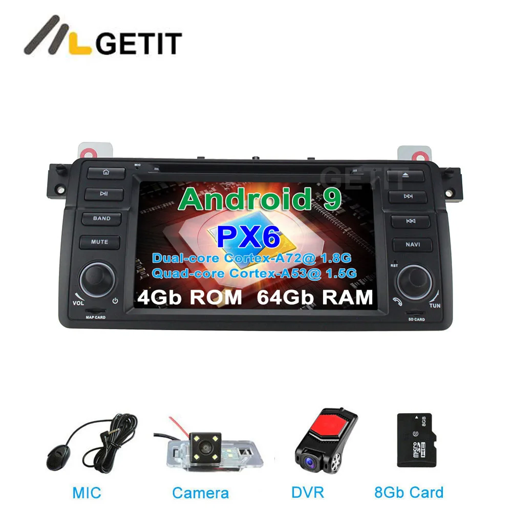 Excellent DSP 64G PX6 Android 9.0 Car DVD player Stereo Radio for BMW E46 M3 with WiFi BT GPS Navigation 0