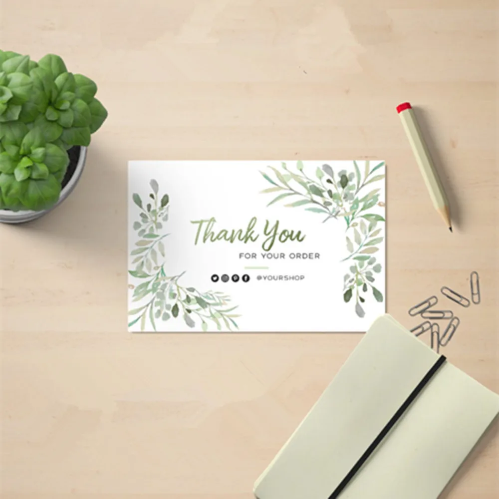 

Женская визитная карточка, Цветочная карточка с благодарностью, зеленые карточки с благодарностью, пользовательская визитная карточка с поддержкой социальных сетей