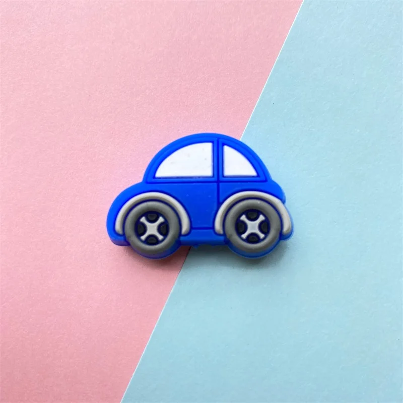 BPA Free Cartoon Mini Car Silicone Beads Pacifier Clips Baby Toys DIY Making Necklace Baby Teether 10pcs