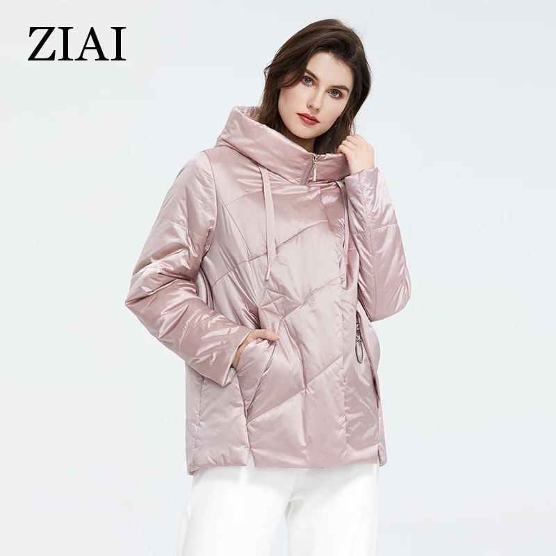

Womens short coat spring pink warm high quality hooded jacket Comfortable for casual