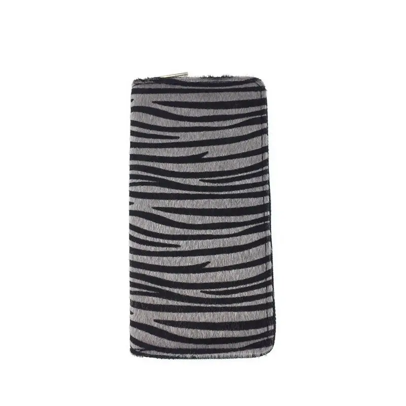 Kandra Personalized Women Wallet Long Clutch Zebra Print Fur Leather Pony Hair Purse Colorful Stripped Credit Card Wallet 2019