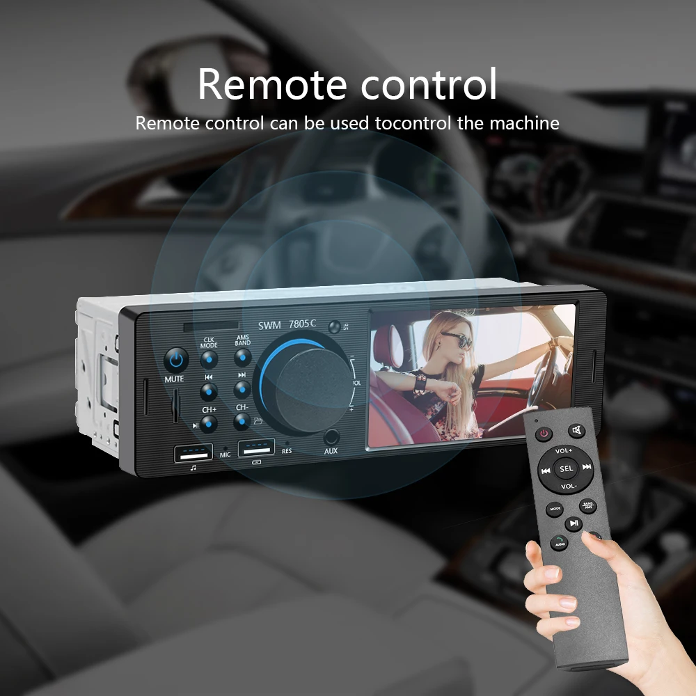 OLOMM SWM-7805 Car Stereo & Bluetooth Audio Player w/ Camera Support