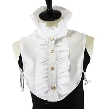 

Womens Victorian Vintage Palace Half Shirt Blouse Stand-Up Ruffles Fake Collar