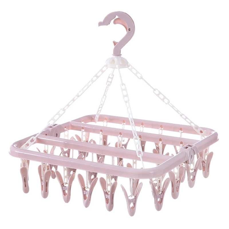 1 AUNMAS 32 Clips Drying Rack Folding Plastic Clothes Hanger Dryer