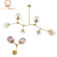 Простой современный светильник BLUBBLE в скандинавском стиле с цветными стеклянными шариками, художественный декоративный светильник, светильники для бара, столовой, кухни, гостиной