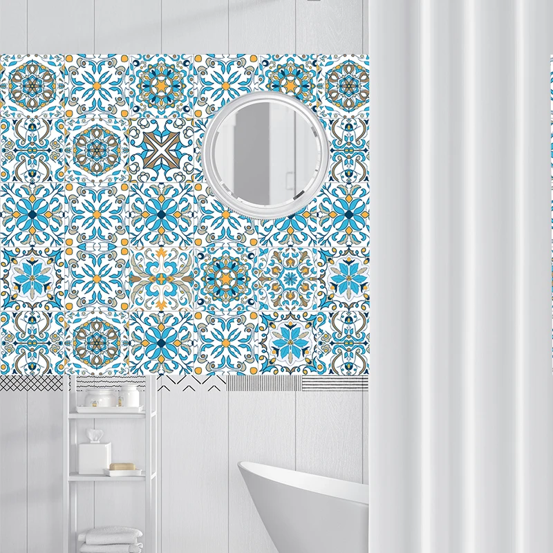 

Arab DIY Mosaic Wall Tiles Stickers Waist Line Wall Sticker Kitchen Adhesive Bathroom Toilet Waterproof PVC Wallpaper