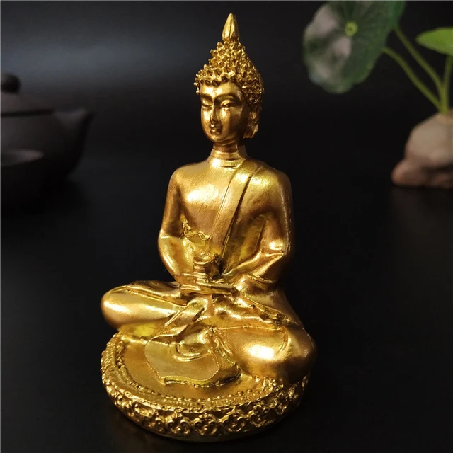 Statue de Bouddha Dorée de Thaïlande, Sculpture de Bouddha de Méditation, Figurine Hindou Fengshui, Ornements de Décoration de Jardin pour la Maison 3