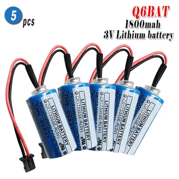 

5pcs 3V 1800mAh Q6BAT CR17335 ER2/3A PLC Lithium Battery With Plug For Mitsubishi backup power CR17335SE-R Industrial Battery