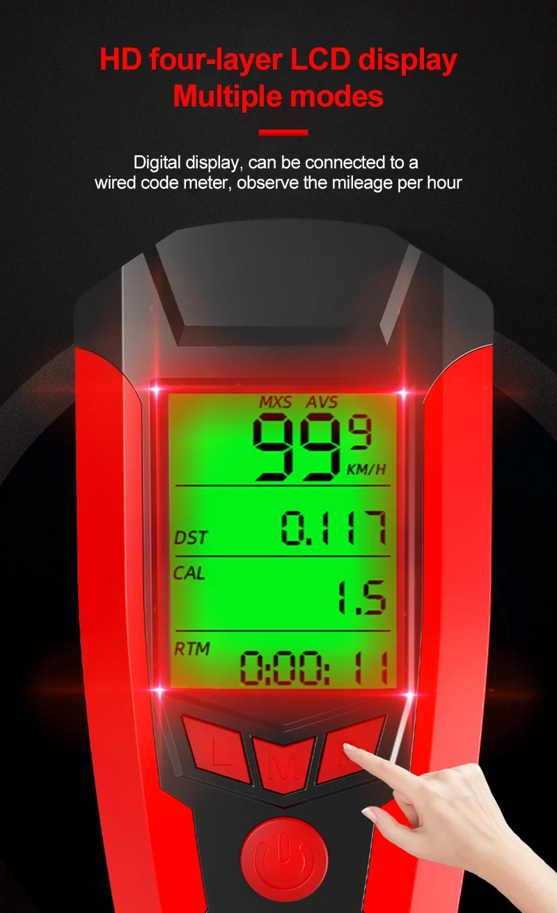 Bicycle Light Riding Flashlight Strong Light Headlight USB Charging With Horn Stopwatch Night Riding Mountain Bike Light Warnin