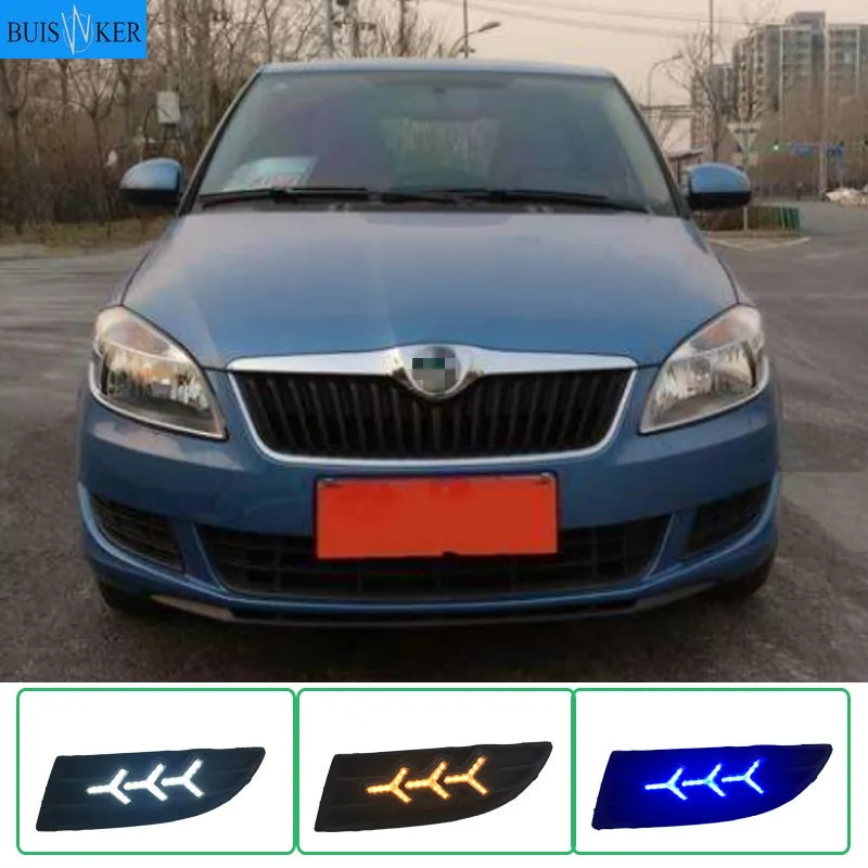 

Светодиодные дневные ходовые огни, 12 В, ABS, 1 пара, для SKODA Fabia 2012, 2013, 2014, противотуманные фары