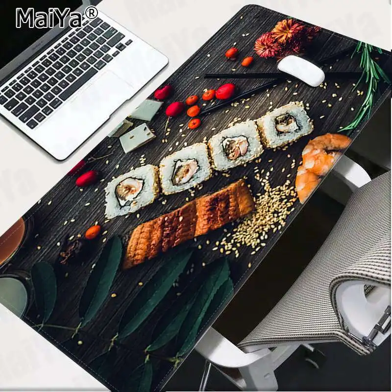 Maiya статическая еда Sushi1 Блокировка края коврик для мыши игра скорость/Управление версия большой игровой коврик для мыши - Цвет: Lock Edge 40X90cm