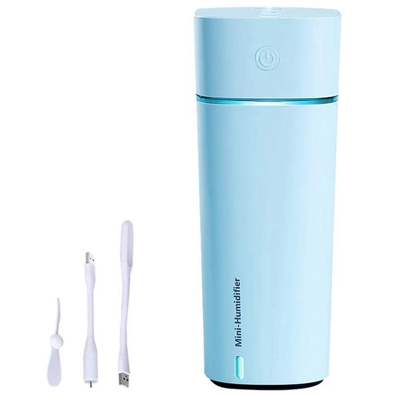 

Portable Mini Usb Humidifier 240Ml with Fan Ambient Light Auto Shut-Off Protection for Bedroom Home Office Car Travel Plant