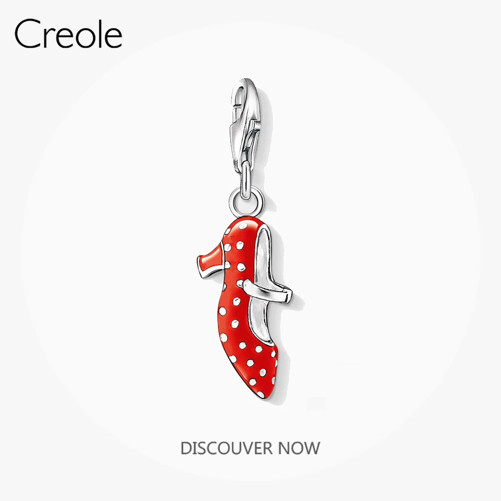 

Charms Pendant Spain Red Shoes High-heels fits Bracelets 2021 New Trendy Women Jewelry DIY Making 925 Sterling Silver Gift