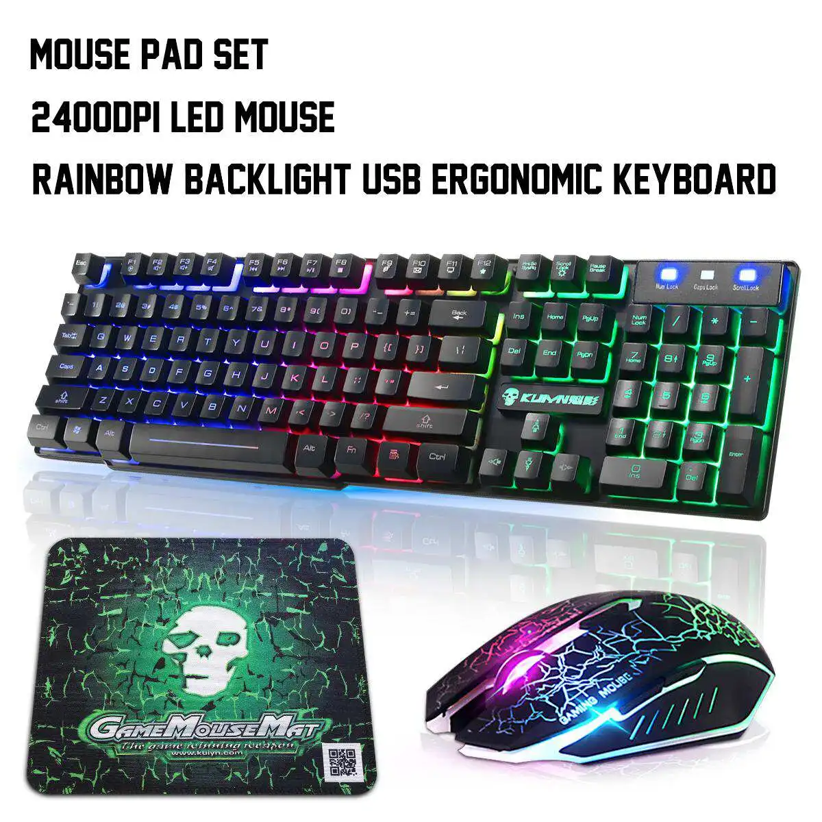 

Colorful Backlight USB Wired Gaming Keyboard and Mouse Set T6 2400DPI LED Gamer Computer Mechanical Gaming Keyboard Combo