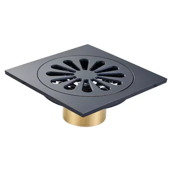

Modern Pure Black Invisible Shower Floor Drain /Bathroom Balcony Use Brass Material Rapid Drainage Tile Insert Square Drains