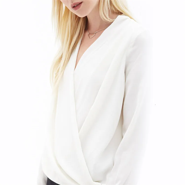 Chiffon New Fashion Woman Summer Tunic Chemise Femme Feminine Checked Off White V necck Sexy Women Shirt Blouse And Tops |