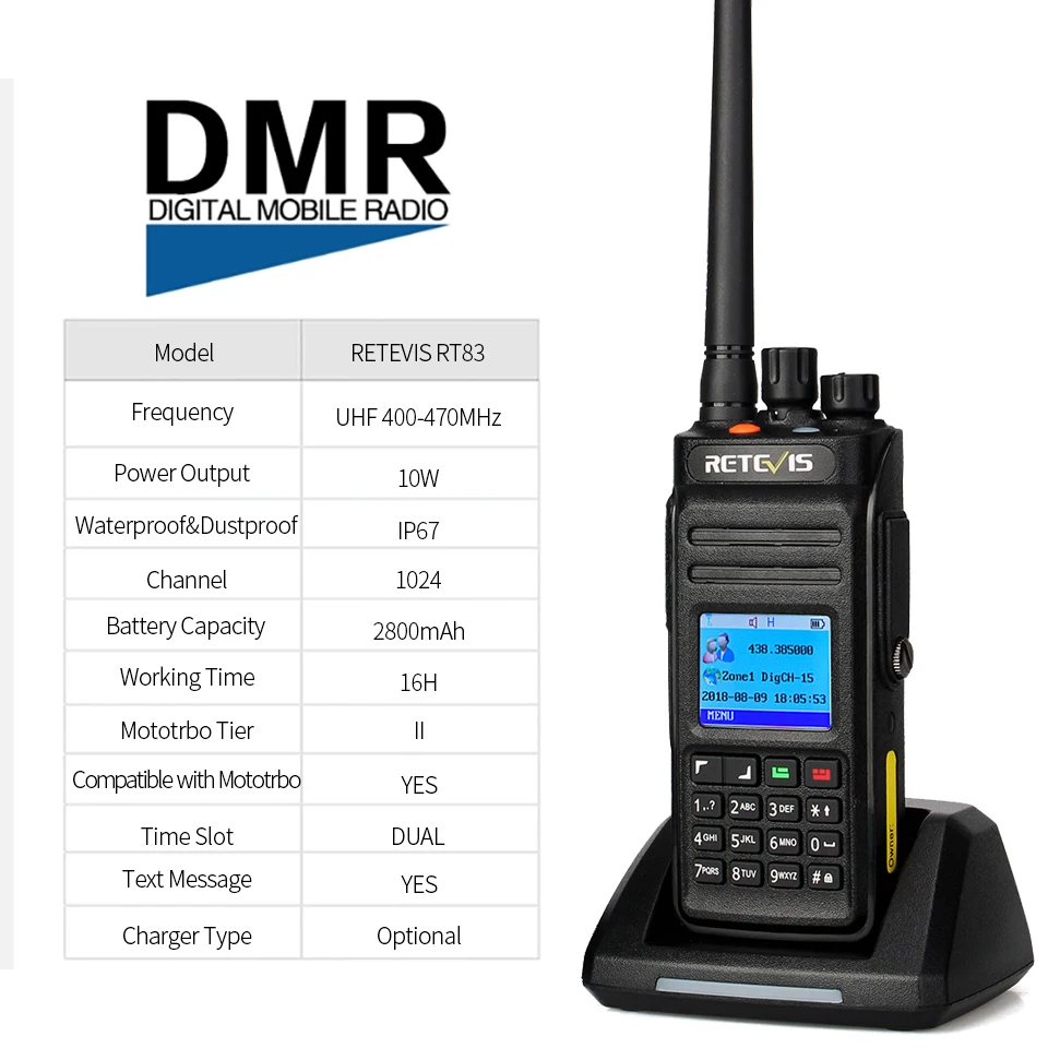 Retevis RT83 DMR цифровая рация(gps) IP67 водонепроницаемый пылезащитный UHF Ручной любительский Открытый двухстороннее радио+ программный кабель