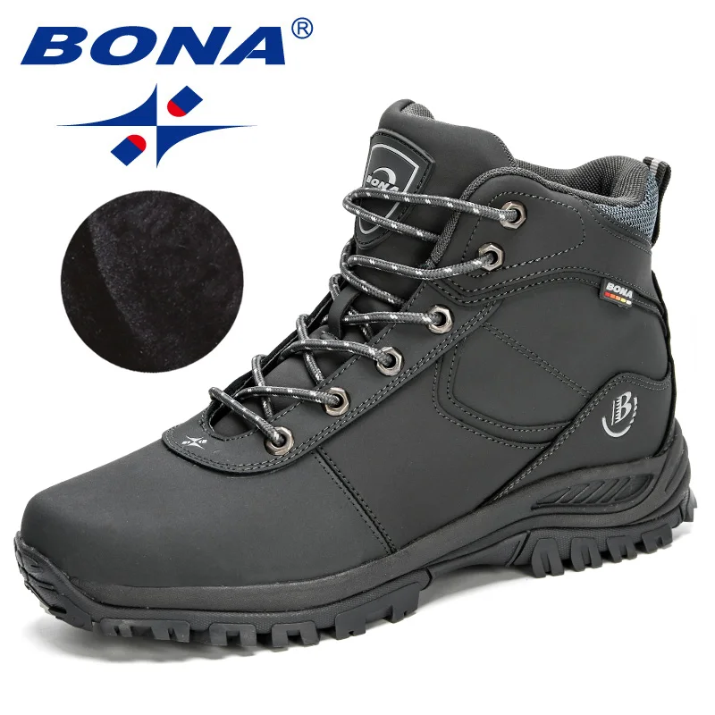 Shoes Snow-Boots BONA Sneakers Anti-Slip Ankle Outdoor Plush Nubuck Winter Masculino