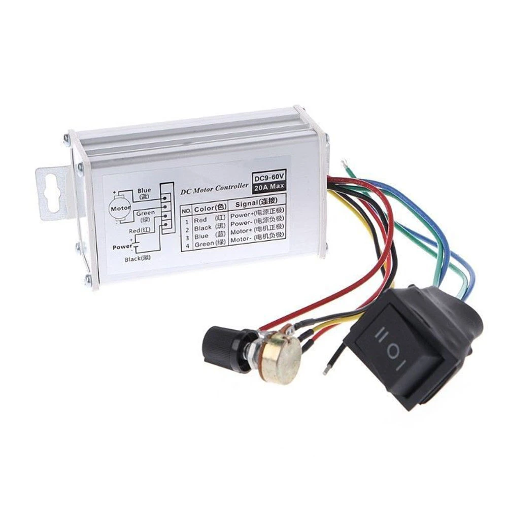 

PWM DC Motor Stepless Speed Controller 12V 24V 36V 48V MAX 20A Pulse WidthModulator Motor Speed Regulating Switch Home Tools B4