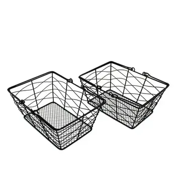 

Metal Wire Fruit Baskets Egg Baskets Gathering Baskets with Handle Country Antique Storage Baskets. Black, Set of 2