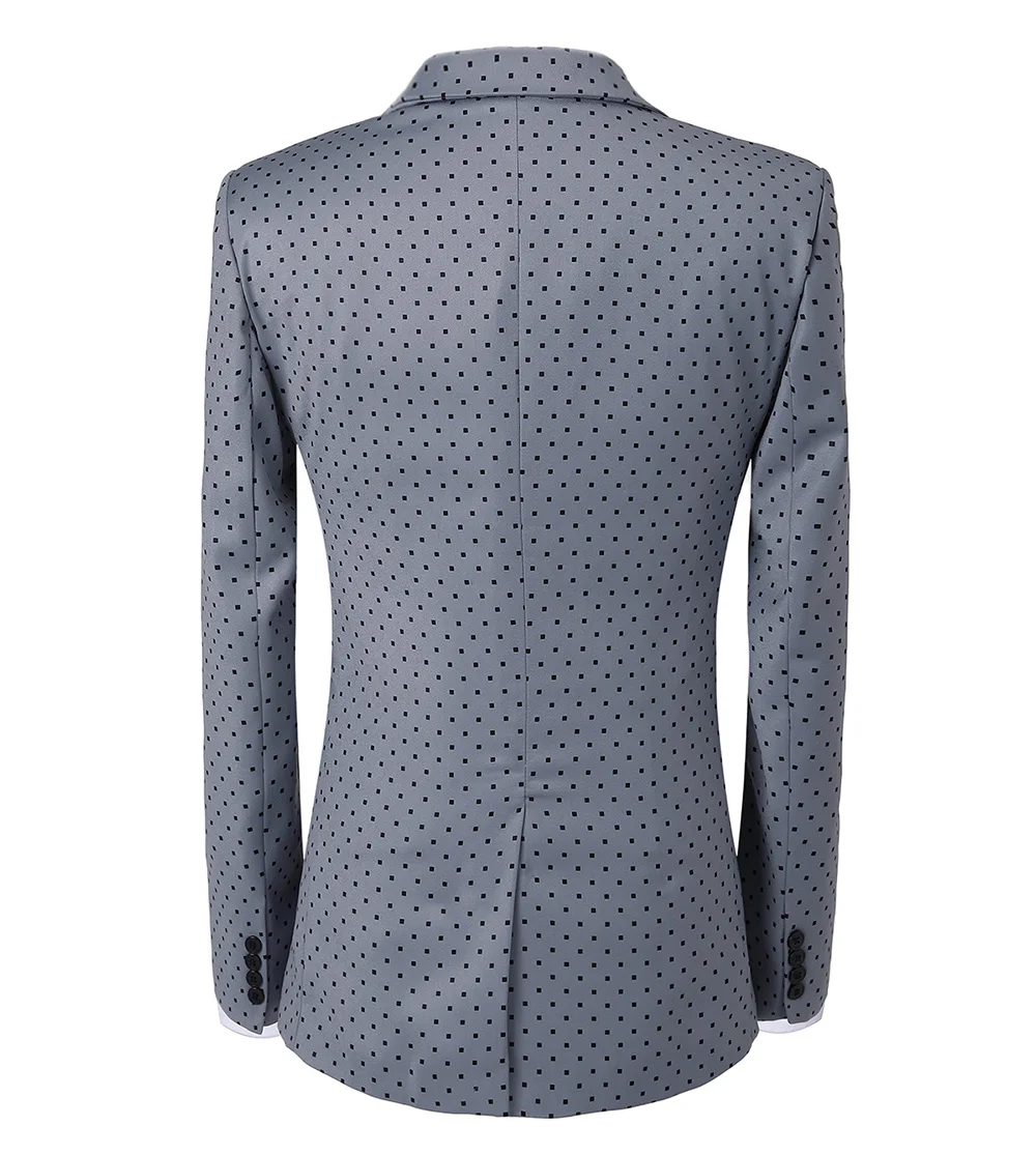 Three Pieces Men's Wedding Suit Three Pieces Dots Printed Slim Fit Notch Lapel Tuxedos Tailcoat Best Men Double Breasted Vest