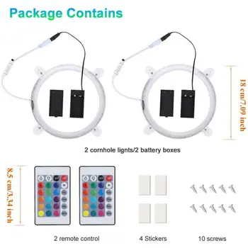 2/1Pcs Sandbag Cornhole LED Lights, Ultra Bright Board Corn Hole Light, With Remote Control Board Ring Lights Throw Sandbag Game 3