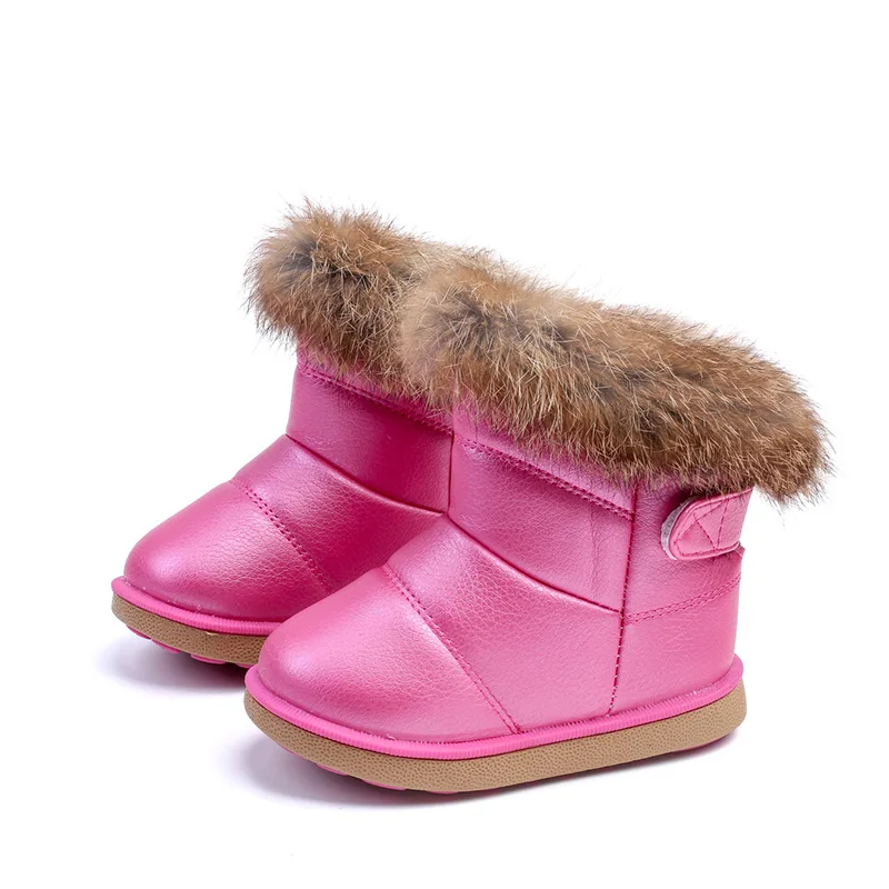 Удобные детские зимние новые теплые детские ботинки; модные ботинки из искусственной кожи для девочек; зимние ботинки; детские ботинки; детская обувь - Цвет: A88 Rose
