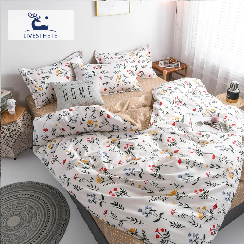 

Liv-Esthete Fashion Flowers Pastoral Bedding Set Soft Printed Duvet Cover Pillowcase Queen King Bed Sheet Bedspread Flat Sheet