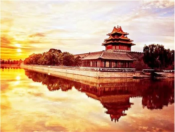 

2020 MEIAN Forbidden City Diamond Painting 5D Full Set For Home Decoration Diamond Embroidery Full Round Landscape Handmade Gift