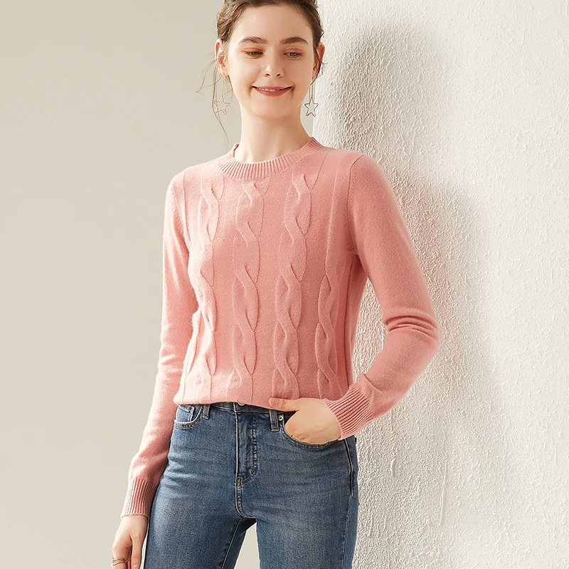womens real wool sweater winter warm pullover female long sleeves round neck casual slim knitwear soft stretch jumper sweaters