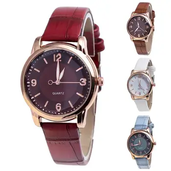 

Women Watches Quartz Wristwatches Round Dial Bamboo Grain Faux Leather Strap Analog Quartz Wrist Watch Ladies Wristwatch
