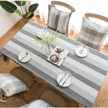 

Thicken Waterproof Table Cloth Striped Dining Table Cover Cotton Tablecloth Rectangular Table Cloth Home Hotel Desk Tablecloth