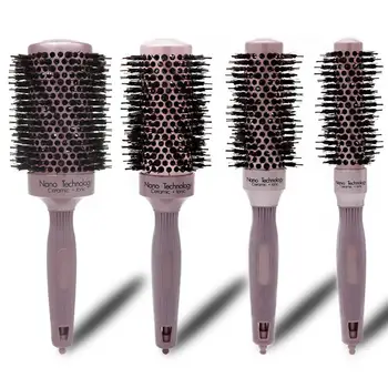 

Bristles Hair Brush Round Brush Lightweight Rotary Bristle Brush Hair Styling For Blow Drying Precise Heat Styling Aluminum Tube