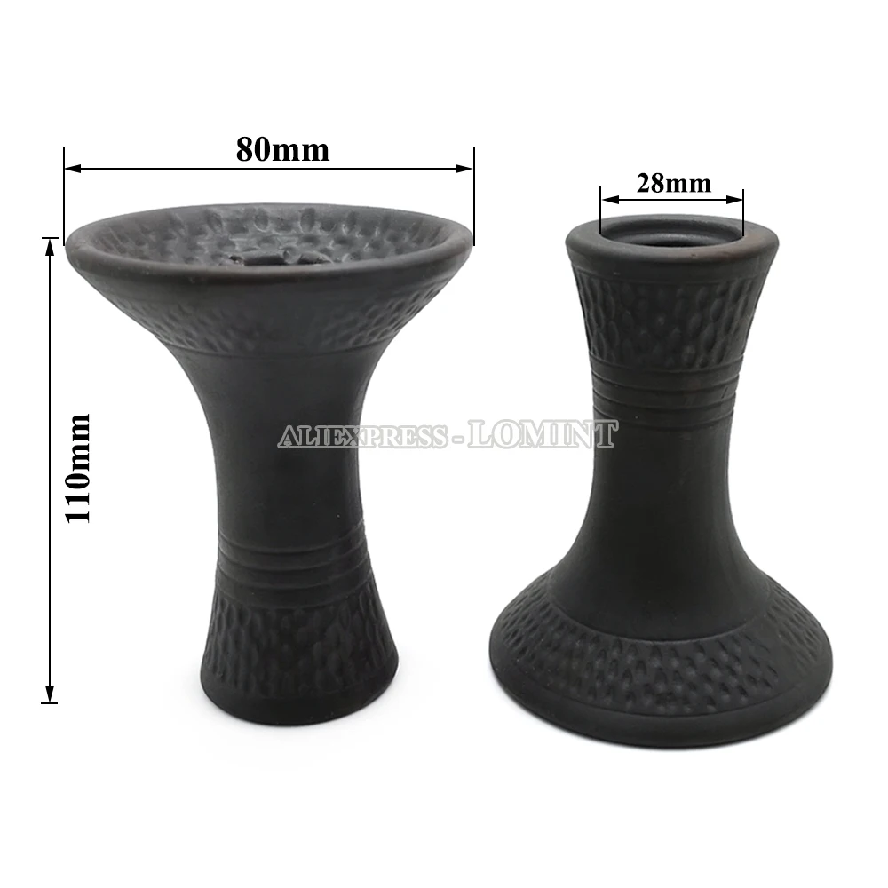 LOMINT Black Ceramic Hookah Bowls Large Shisha Tobacco Bowl Accessories With Grommet Dropship Wholesale LM-280 6
