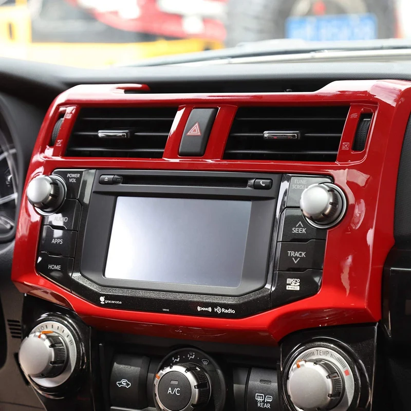 Центральной консоли навигации отделкой Панель центральной консоли крышка приборной панели для 2010- Toyota 4runner, красный
