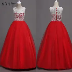 It's Yiya/платье с цветочным узором для девочек; кружевное длинное платье без рукавов для причастия; пышные платья; элегантные платья; Vestidos De