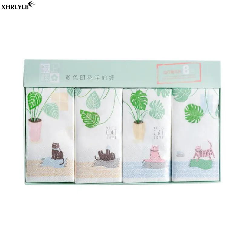 

XHRLYLB 3 Packs Creative Printed Handkerchief Paper Three-layer Cartoon Plant Cat Party Supplies Wedding Decoration Birthday .7z