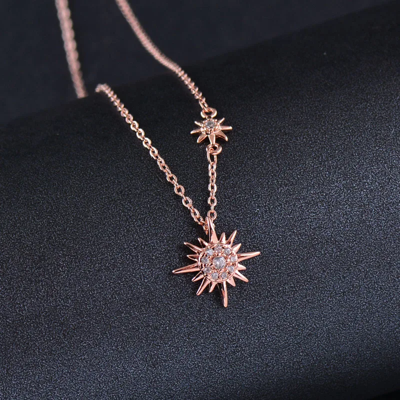 SINLEERY шик Снежинка звезда кулон ожерелье розовое золото серебро цвет цепи Кристалл колье ожерелье для женщин ювелирные изделия XL642 SSD