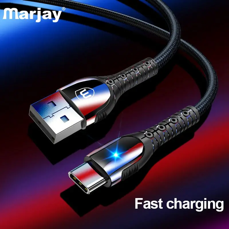 Marjay usb type-C кабель для samsung S10 S9 Быстрая зарядка type-C мобильный телефон зарядный провод USB C кабель для Xiaomi mi9 Redmi note 7