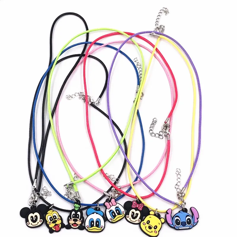 1 шт Микки Дональд Винни Мультфильм Шарм из ПВХ кулон ожерелье чокер Веревка Цепь